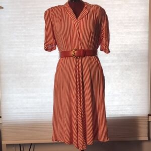Vintage 80s Red Striped Women's Dress